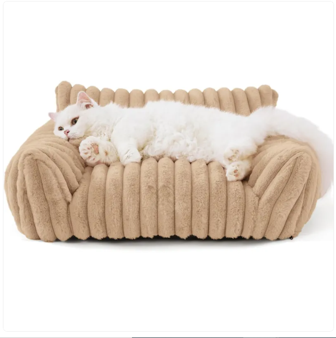 Plush Bolster Dog Bed with Raised Rim
