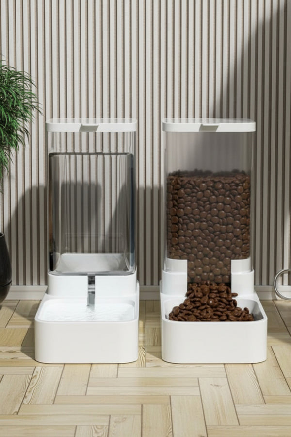 Gravity Pet Feeder & Water Fountain Set